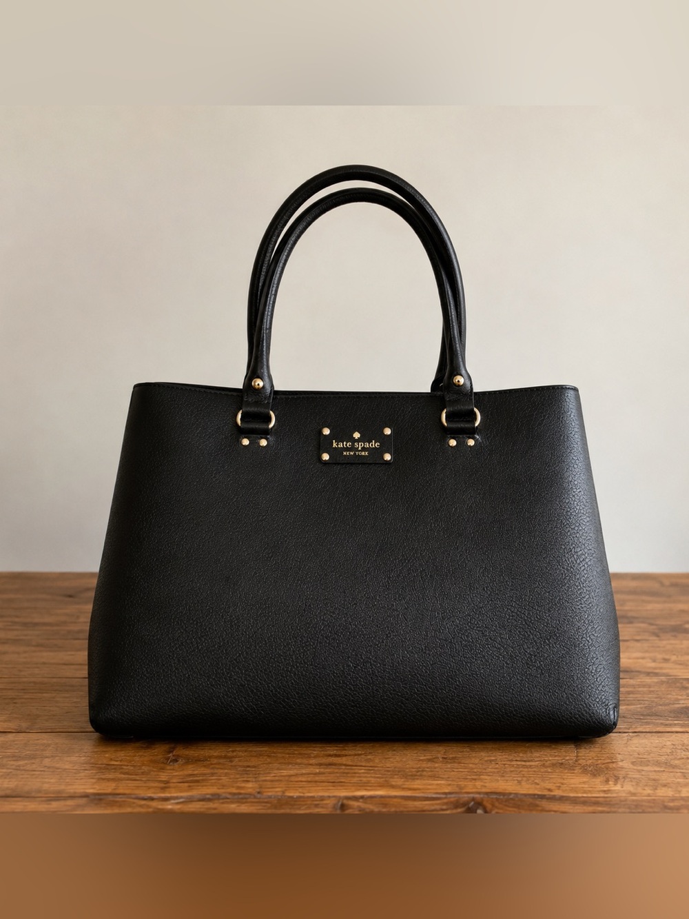 Kate Spade Wellesley Elena Black Pebbled Leather Tote Bag WKRU1430